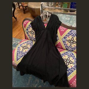Black Silk Retro style full skirt dress, sz 16
